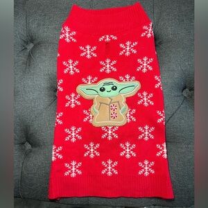 Pet Sweater: Baby Yoda Star Wars Red and White Holiday pet sweater